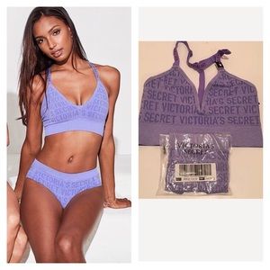 Victoria’s Secret logo strap Bralette Set purple
